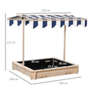 Blue & White Kids Wooden Sand Pit with Adjustable Canopy