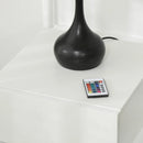 White High Gloss Bedside Table with RGB LED Light and Drawers