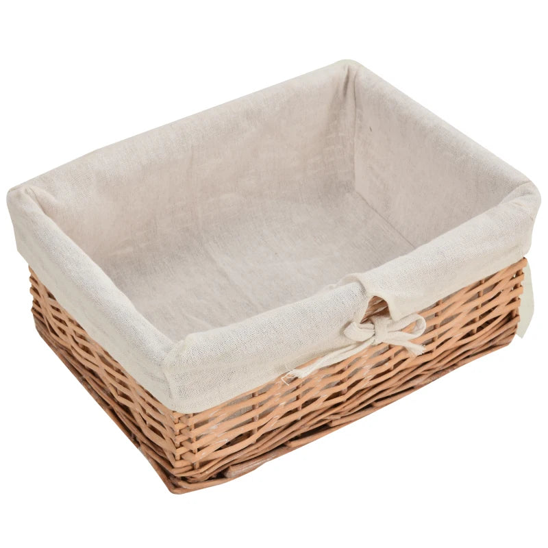 3-Drawer Wicker Basket Storage Shelf - Natural Wood Organizer
