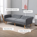 Grey Convertible Linen Fabric Sofa Bed with Adjustable Backrest