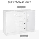 White Four-Drawer Storage Cabinet with Two Doors for Kitchen & Living Room