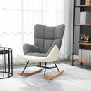 Grey and Cream Upholstered Rocking Chair for Nursery and Living Room