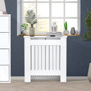 White Vertical Slatted Radiator Cover Cabinet - 78L x 19W x 81H