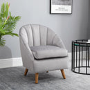 Grey Velvet Accent Armchair with Solid Wood Legs