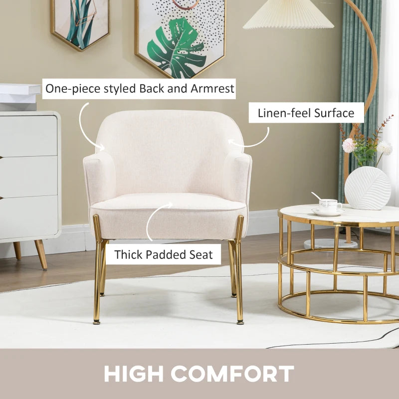 Gold Plated White Accent Chairs, Set of 2