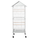 White 170cm Bird Cage with Rolling Stand & Perches
