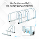 Silver Bike Storage Rack - Floor/Wall Mount, Locking Stand (3 Racks)
