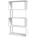White S-Shaped 5-Tier Bookcase - Modern Freestanding Storage Shelf