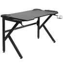 Adjustable Gaming Desk with Cup Holder and Headphone Hook - Black