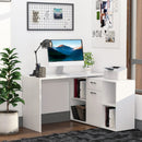 White L-Shaped Computer Desk with Storage