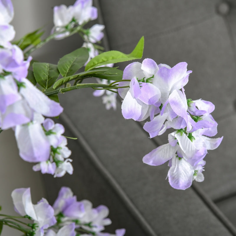 Set of 2 Purple Artificial Wisteria Plants in Pot, Home Decor, 100cm