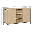 Oak Tone 2-Door Sideboard Storage Cabinet with Adjustable Shelves