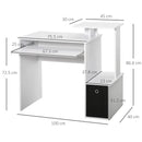 White Computer Desk with Sliding Keyboard Tray & Storage Drawer