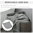 Grey Bamboo Laundry Basket with Lid, 55L Hamper & Washable Lining