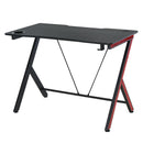 Black Gaming Desk with Cup Holder and Headphone Hook