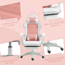Pink Racing Gaming Chair with Rabbit Ears, Footrest, Headrest & Lumbar Support