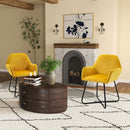 Yellow Velvet Accent Chairs, Set of 2 - Modern Armchairs for Living Room & Bedroom
