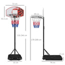 Adjustable Basketball Stand Net System with Wheels, Enlarged Base, Black, PE Backboard