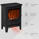 Black Electric Fireplace Stove with Realistic LED Flame Effect