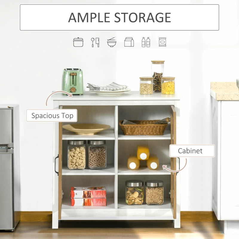 Distressed White Glass Door Storage Cabinet