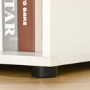 Grey and White L-Shaped Corner Desk with Drawers and Shelves