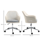 Beige Linen Swivel Office Chair with Wheels