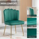 Green Velvet Dining Chairs Set of 2 with Gold Metal Legs