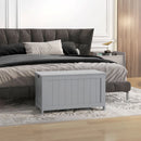 Grey Wooden Storage Trunk with Safety Hinges and Cut-out Handles, 76 x 40 x 48 cm