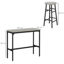 Grey Industrial 3-Piece Bar Table Set with 2 Stools