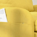 Yellow Upholstered Recliner Armchair Set with Footstool
