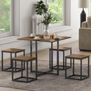 Brown Industrial Dining Set with Square Table and Chairs