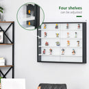 5-Tier Glass Door Wall Display Shelf - Adjustable Shelves, 60x80cm, Black/White