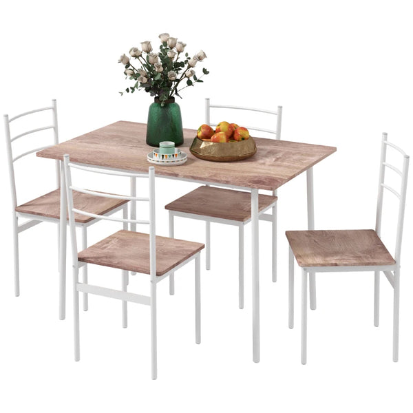 5-Piece Compact Brown and White Dining Set