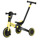 Yellow 4-in-1 Kids Tricycle with Adjustable Push Handle