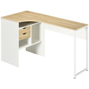 Corner Computer Desk with Drawers and Storage Compartments, Light Brown