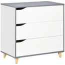 White 3-Drawer Storage Cabinet with Pine Wood Legs