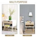 Modern White Bedside Table with Drawer and Shelf