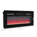Black 102cm Electric Fireplace, 2000W Wall Mounted Fire with Remote Control