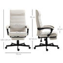 Cream White High-Back Swivel Office Chair with Footrest