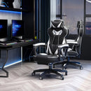 White Gaming Chair with Lumbar Support, Footrest, and Headrest
