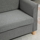 Grey Modern 2 Seater Loveseat Sofa with Wood Legs and Armrests