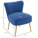 Dark Blue Upholstered Wingback Chairs with Gold Tone Steel Legs, Set of 2