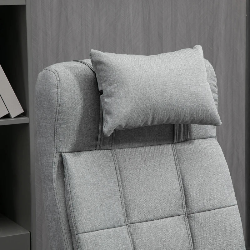 Light Grey Ergonomic Office Chair with Footrest and Armrests