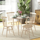 Round Drop Leaf Dining Table, Natural Wood, Seats 4