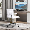 White PU Leather Swivel Office Chair with Adjustable Height and Armrest