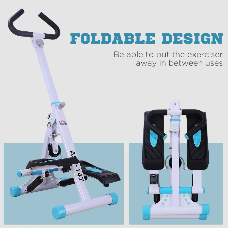 White Stepper with Handle for Home Fitness Aerobics