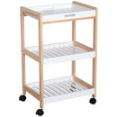 White 3-Tier Mobile Kitchen Trolley Cart with Rolling Wheels - 46 x 35 x 74.5 cm