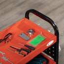 Red 3 Tier Tool Cart Storage Trolley with 10 Hooks - 100 kg Capacity
