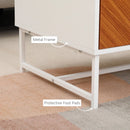 Brown Rectangular Coffee Table with Drawers and Metal Legs