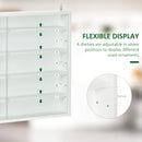 White 5-Tier Wall Display Shelf with Glass Doors - Adjustable Shelves - 60x80cm